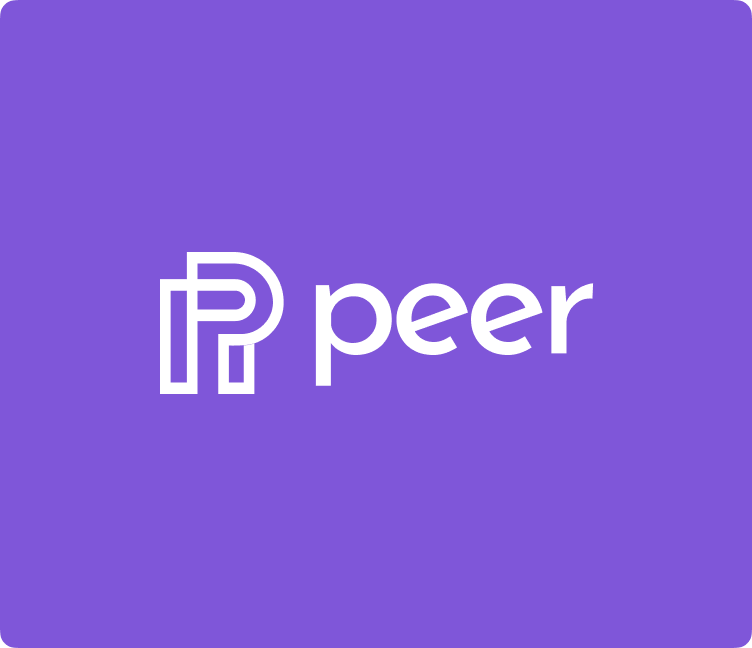 White logo on Peer Purple bg